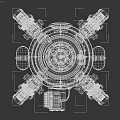 Futuristic Mechanical Weapon Platform With Turret Multiple Legs And Red Spherical Tank
