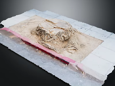 Wood And Stone Material Samples Display On Architectural Construction Design Plan 3d model