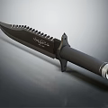 Tactical Survival Knife With Serrated Blade Black Textured Handle And Metal Pommel