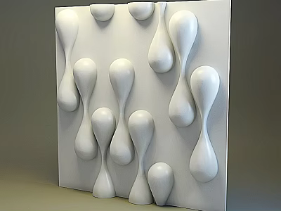 White Modern Abstract Sculpture With Organic 3D Carving For Wall Decor 3d model