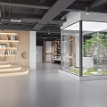 Modern Public Office Space With Long Desks White Chairs And Wooden Bookshelves