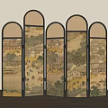 New Chinese Style Screen Middle Ancient Style Screen 3d model