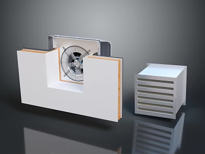 Modern Ventilation System Components With Fan Unit And Grille Enclosure 3d model