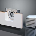 Modern Ventilation System Components With Fan Unit And Grille Enclosure