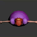 Woman With Red Hair Yellow Crown And Purple Dress 3D Character