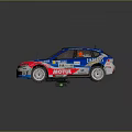 Blue And Red Rally Car With Sponsor Logos MOTAL DUNLOP And Number 55