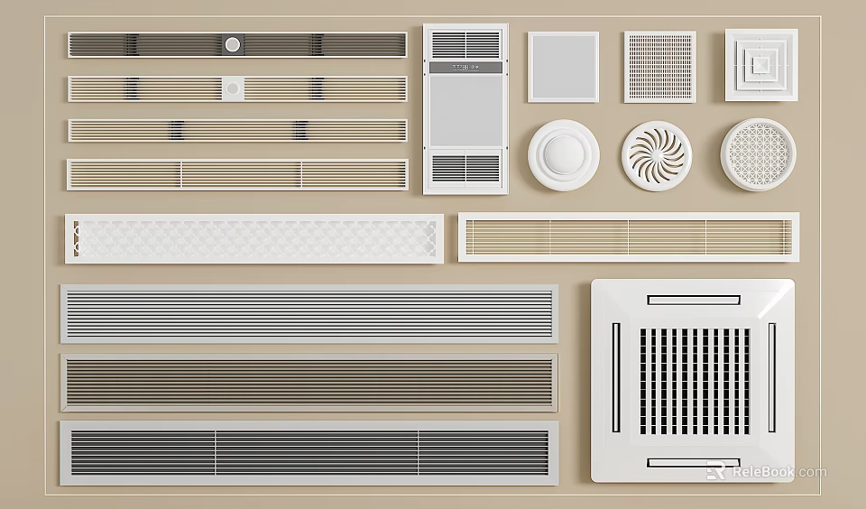 Various Air Conditioner Vents with Modern Designs and Different Shape Options 3d model