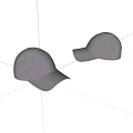 Two Light Gray Baseball Caps With Minimalist Design Cloth Material On White Background