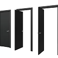 Modern Black Hinged Doors In Different Opening Positions For Interior Design 3d model