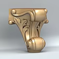 Intricate Golden Ornate Carving with Leaf Patterns for Architectural Decorative Elements 3d model