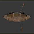 Vintage Wooden Boat With Single Oar And Rustic Details On Dark Background