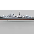 Detailed Warship Scale Model Featuring Gray Hull Antennas And Deck Guns 3d model