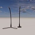Contemporary Silver Curved Floor Lamp With Sturdy Base And Metallic Finish