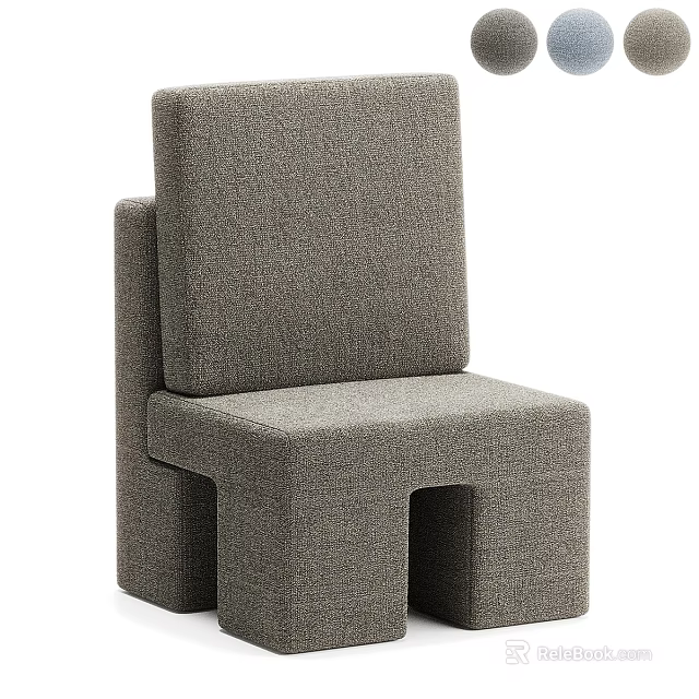 Modern Leisure Chair With Upholstered Gray Fabric And Geometric Structure For Minimalist Interior 3d model 