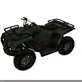 Green All Terrain Vehicle with Large Off Road Tires Front Metal Grille and Cargo Racks