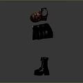 Red Skull Print Top With Black Pleated Skirt And Gothic Style Boots