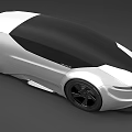 Futuristic White Concept Car with Sleek Aerodynamic Body Black Roof and Large Wheels