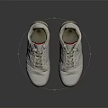 White Lace Up Sneakers With Red Accents And Beige Sole For Casual Everyday Wear