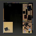 Organized Office Desk Setup With Computer Monitor Keyboard Mouse Potted Plant And Colorful Wall Painting