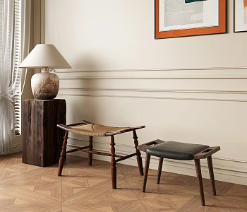 Retro Middle Style Stool 3d model