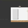 Compact Kitchen Interior With White Cabinet Wooden Floor Countertop And Black Appliance