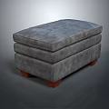 Modern Gray Upholstered Sofa Stool With Padded Seat And Wooden Legs Design