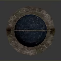 Starry Deep Blue Globe with Metallic Circular Frame and Wooden Base