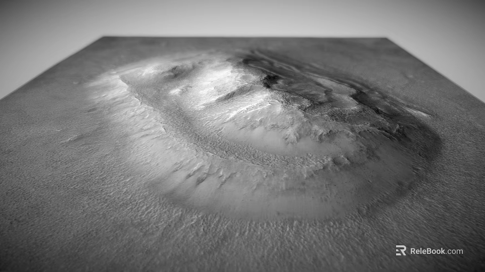 Martian Landscape Featuring Large Crater And Natural Surface Textures 3d model 