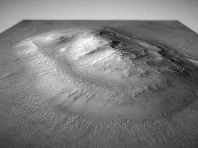 Martian Landscape Featuring Large Crater And Natural Surface Textures 3d model