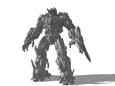 Mechanical Warrior Detailed Line Art Design With Sharp Armor And Weapons 3d model