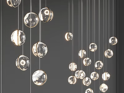 Elegant Modern Crystal Chandelier With Hanging Glass Balls And Warm Lighting Effects 3d model