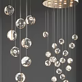Elegant Modern Crystal Chandelier With Hanging Glass Balls And Warm Lighting Effects