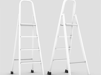 White Step Ladders With Handrails And Rolling Wheels For Household Living Supplies 3d model
