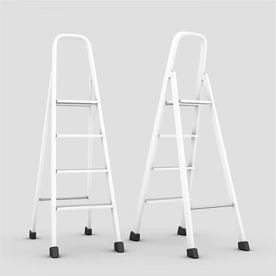 White Step Ladders With Handrails And Rolling Wheels For Household Living Supplies 3d model