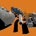 Industrial Metal Equipment Collection With Storage Tanks Pipes Drums And Frames