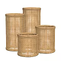 Woven Storage Baskets Natural Rattan Cylindrical Design Set of Four Different Sizes for Home Organizing
