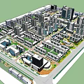 Urban City Planning Aerial View With High Rise Buildings Road Networks And Green Spaces