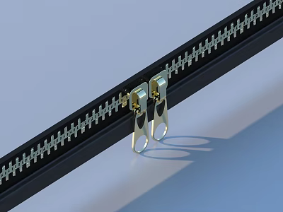Durable Household Zipper With Metal Slider Black Tape And Teeth Design 3d model