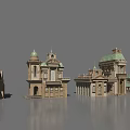 Classic European Architecture with Ornate Domes Towers and Balconies in Architectural Model