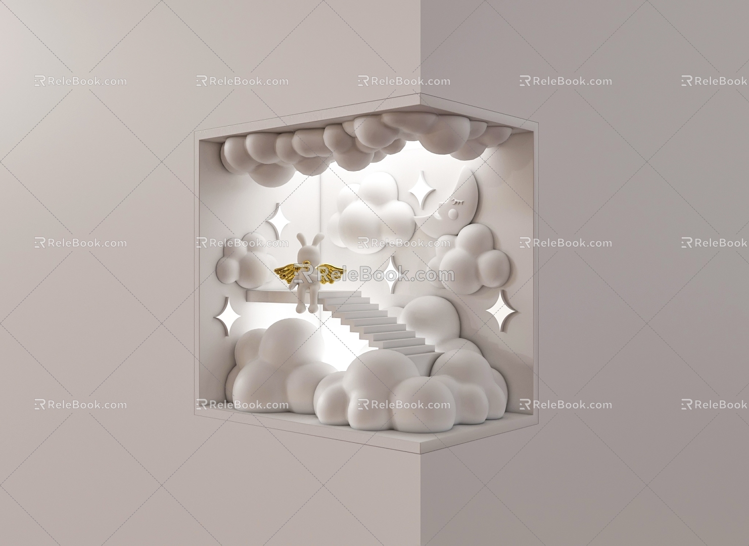 Modern Gypsum Wall Lamp Clouds Rabbit 3d model