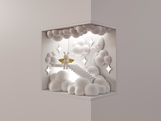 Modern Gypsum Wall Lamp Clouds Rabbit 3d model