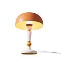 Stylish Table Lamp With Orange Lampshade White Pole And Golden Decorative Ball