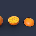 Fresh Whole and Sliced Oranges Arranged with Half Sections on Dark Background