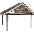 Natural Rustic Wooden Structure With Thatch Roof And Traditional Design Elements