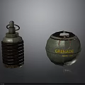 Military Weapons Two Different Grenades Cylindrical Spiral Pattern and Spherical Safe 09 Label Design