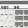 Modern Switch Panels With Single Double Triple Switches And Power Sockets In Black White