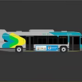 Modern Shenzhen Bus With Colorful White Blue Green Yellow Exterior And Windows