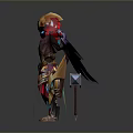 Detailed Fantasy Mythical Character In Ornate Armor With Shield And Hammer