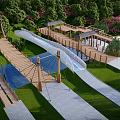 Scenic Landscape Bridge With Wooden Walkways And Lush Green Surroundings