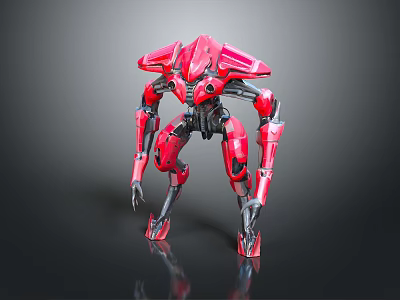 Detailed Futuristic Red Mech Game and Movie Character with Mechanical Armor Design 3d model